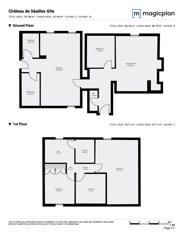 Gîte floor plan sketch