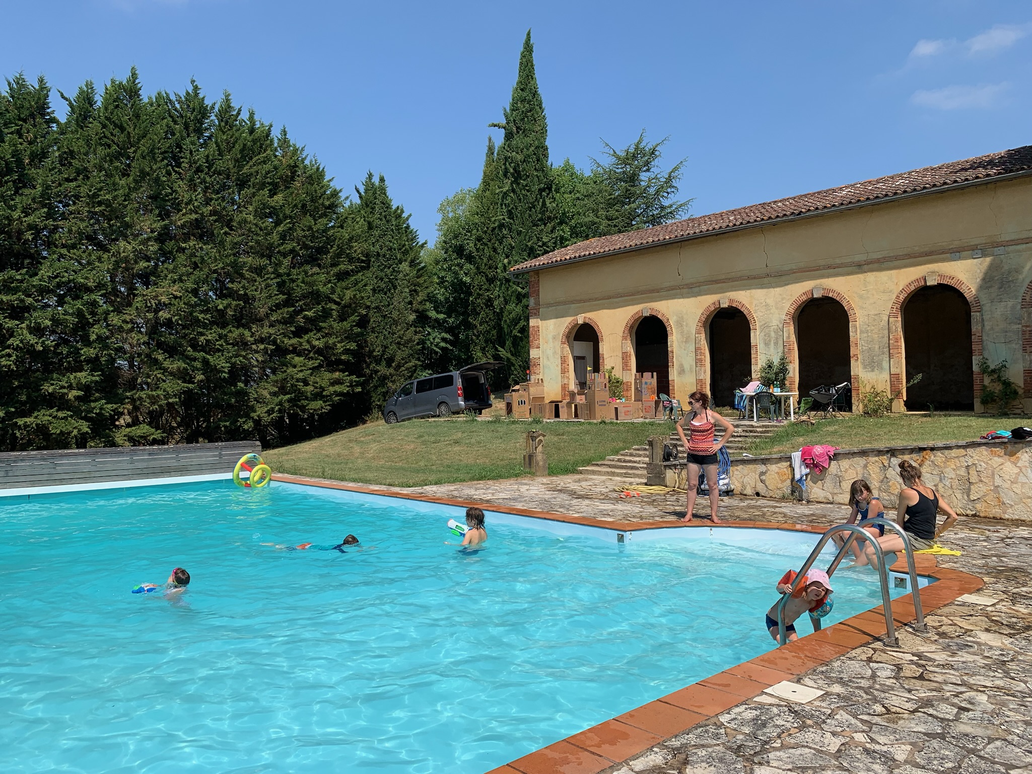 Summer swimming in the salt-water pool