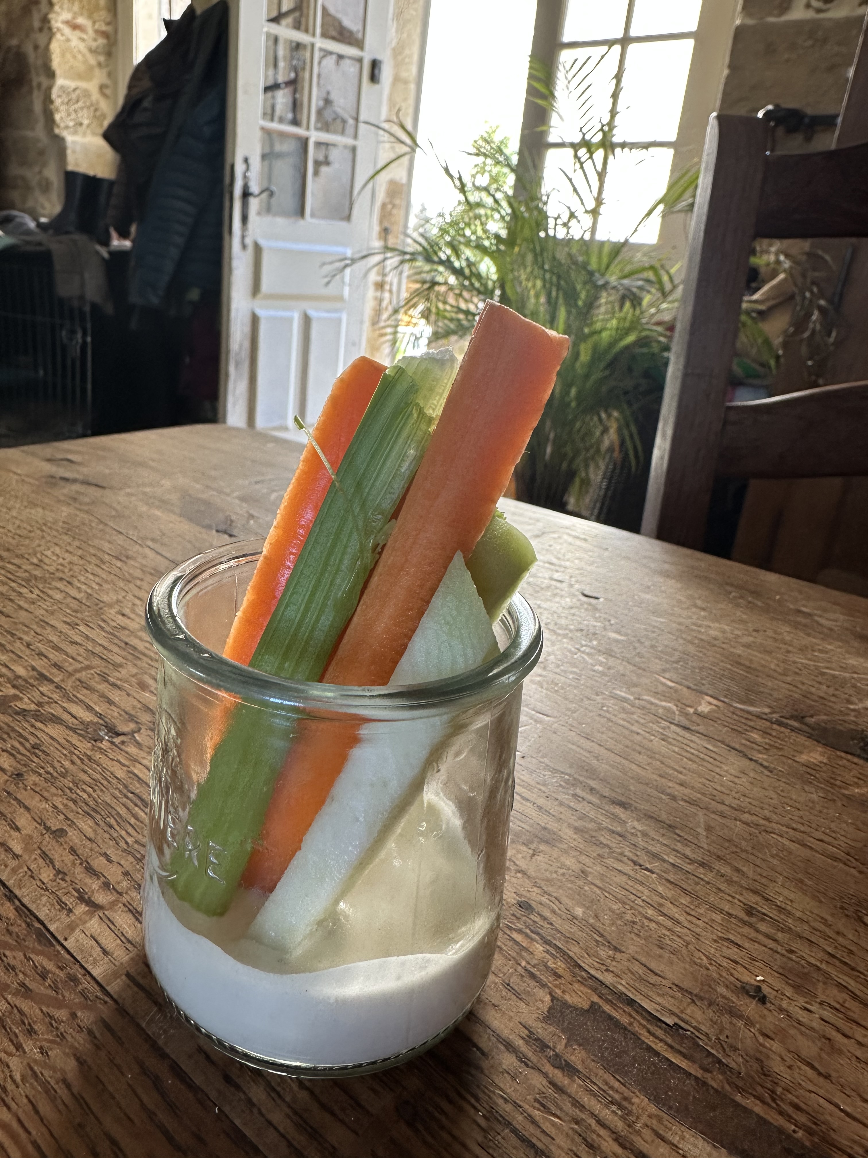 Crudités in Cups of Dip