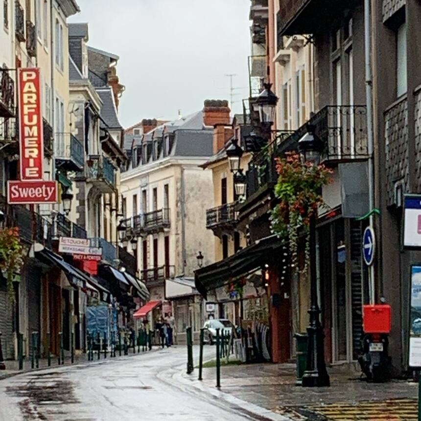 Lourdes in the rain. We didn’t go down to the sanctuary. We are saving that for 