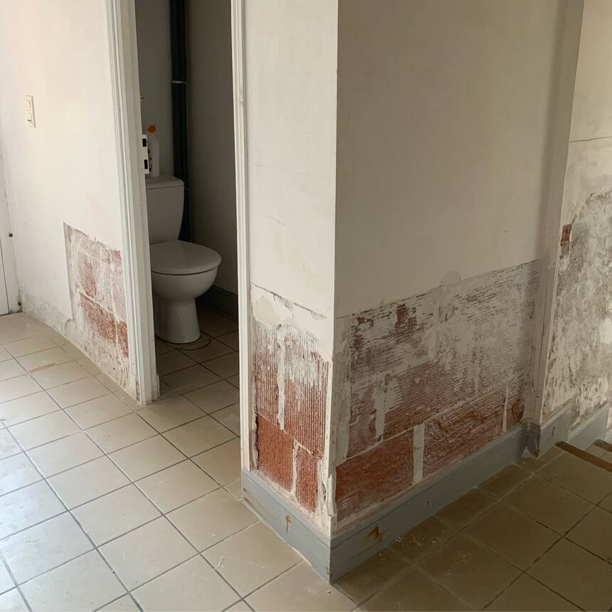 More plaster removal reveals a fabulously weird combination of building material