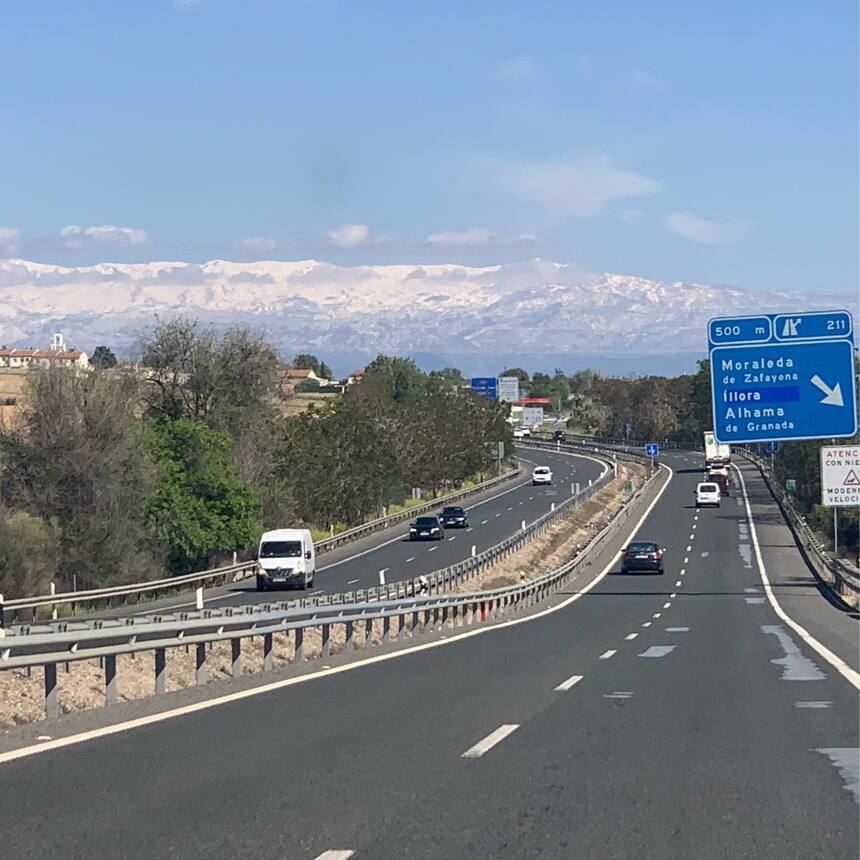 Another travel day: East from Seville to Granada. The plains give way to low hil
