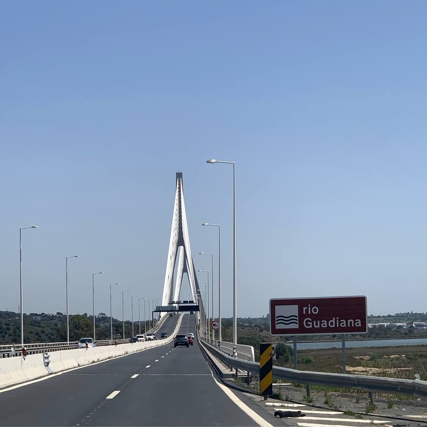 On the road again. Today we are headed to Seville.  With a little coastal sight 