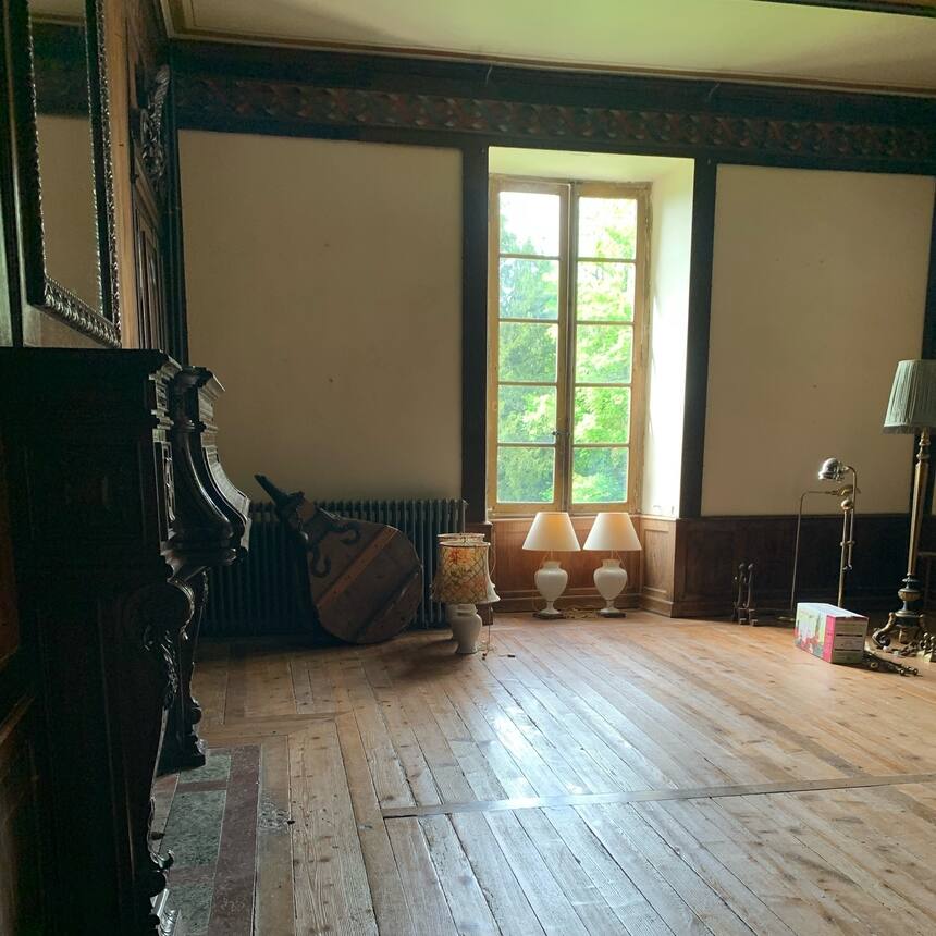Lots and lots of beautiful big empty spaces:
The walls behind, where the furnitu