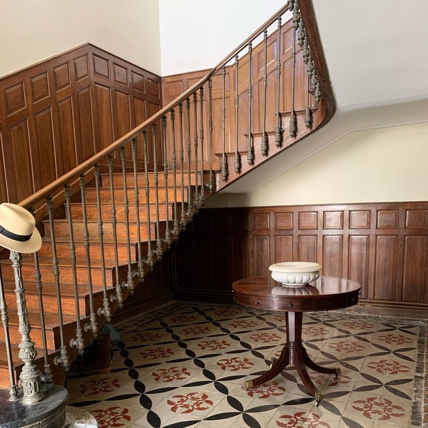 We also got one more bed built, and picked up a nice table for the entrance hall