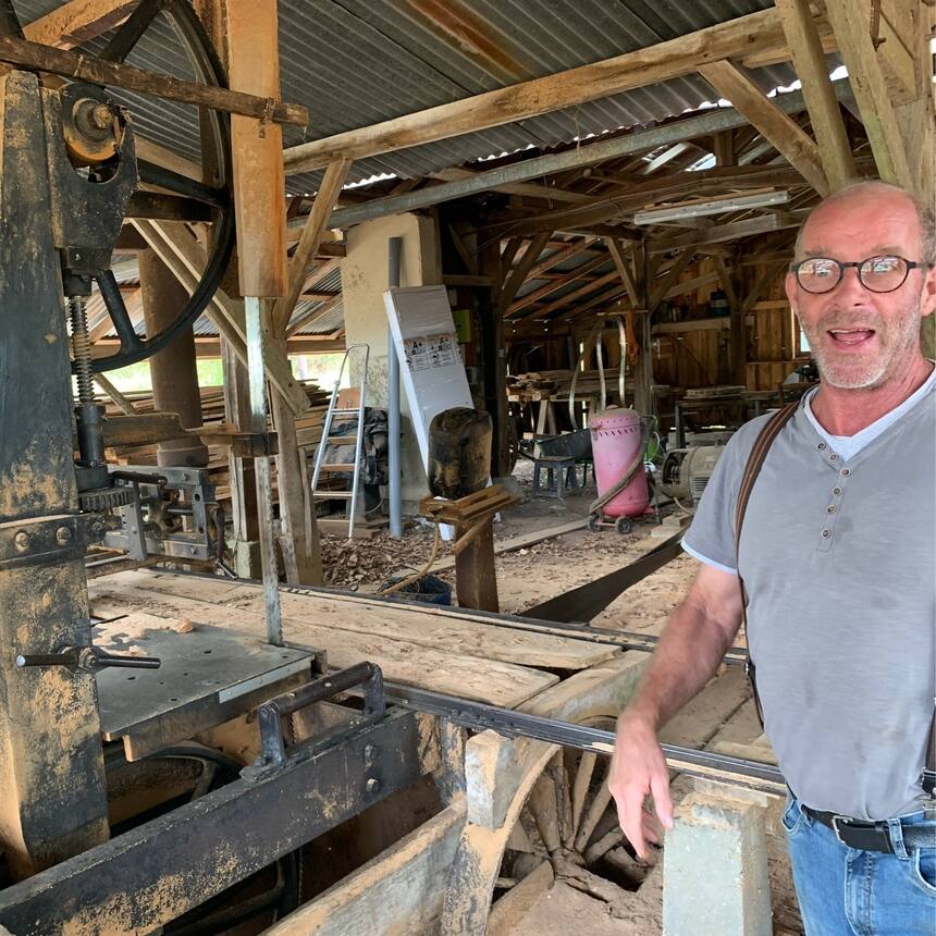 Our friend Gert owns and operates this amazing old saw mill.  The mill itself wa