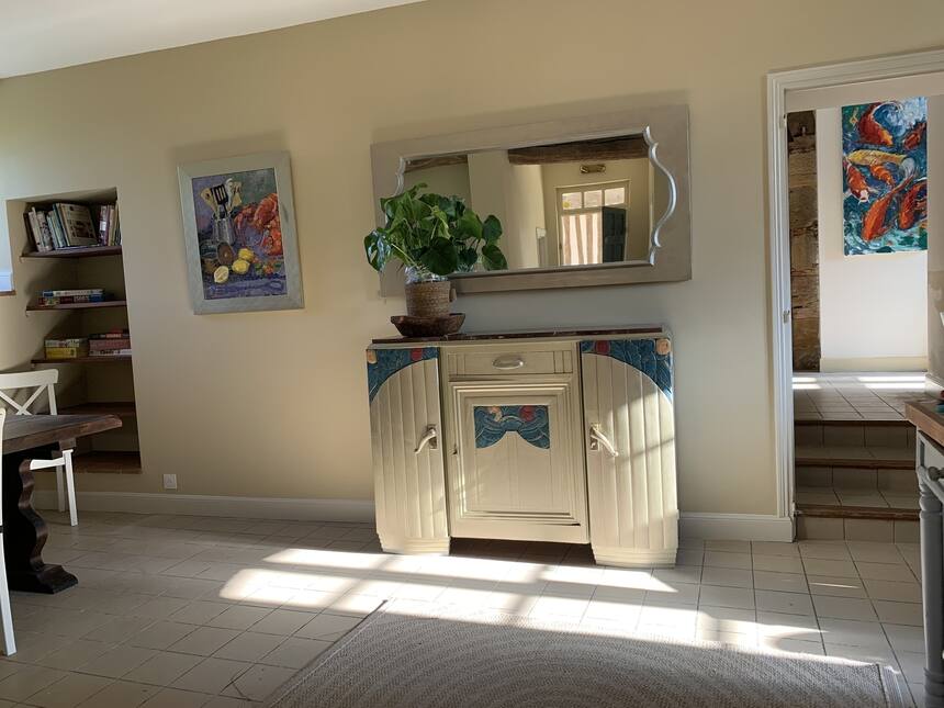 A bit more progress in the gite dining room/ kitchen. I really love this paint..