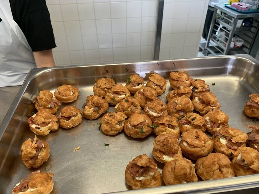 We were lucky enough to eat lunch at Sofian’s school today. The Chou pastry ball