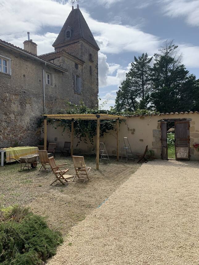 We built a pergola in the gite courtyard
