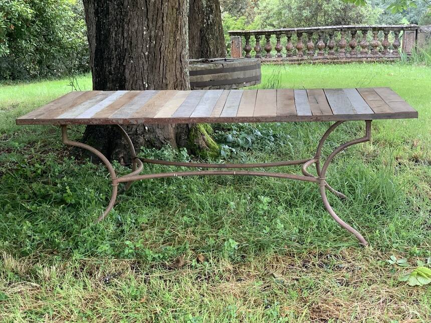 We found this old metal table frame and matching chairs on the side of the road