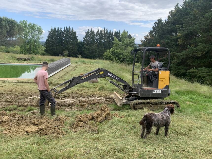 We have a spring by the pool that needs to be redirected. We hired a Minipell di
